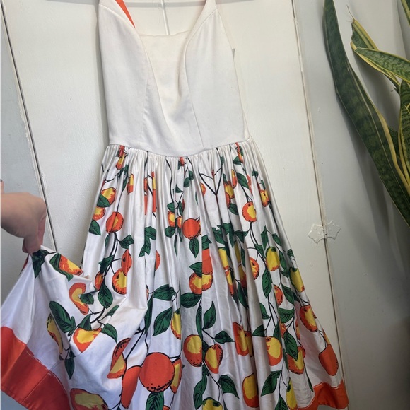 Pinup Couture Orange and Green A-Line Skirt - Picture 3 of 3